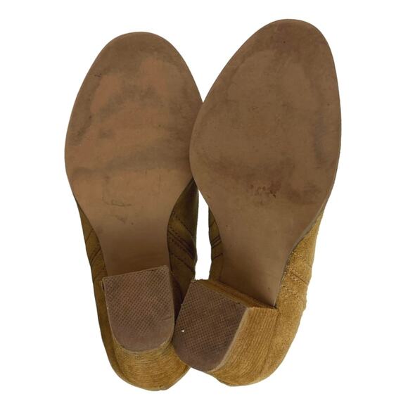 Jeffrey Campbell Rosalee Tan Suede Block Heel Western Ankle Boots Booties 6.5 - Picture 4 of 6